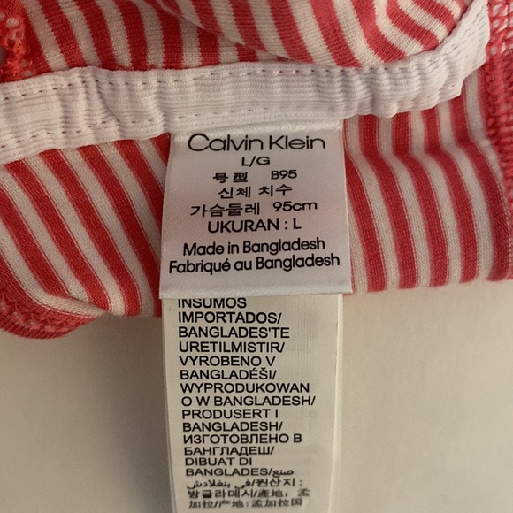 Calvin Klein Wireless Bra Pink White Stripe Lightly Lined Bralette NWT - Picture 5 of 5